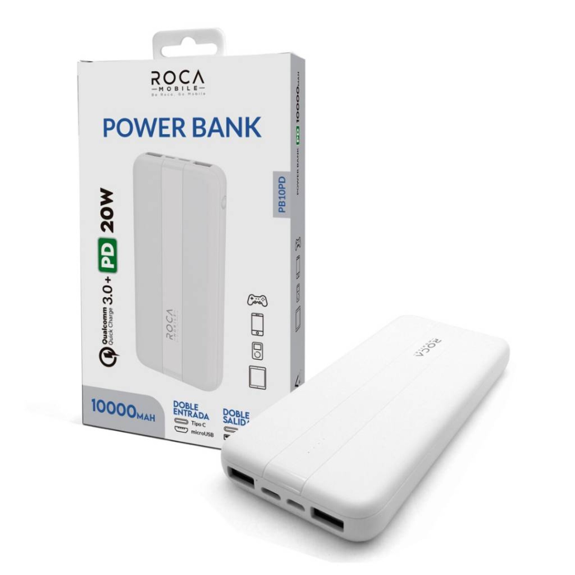 Power Bank 10000 mAh Batería Externa Smartphone Tablet Cargador