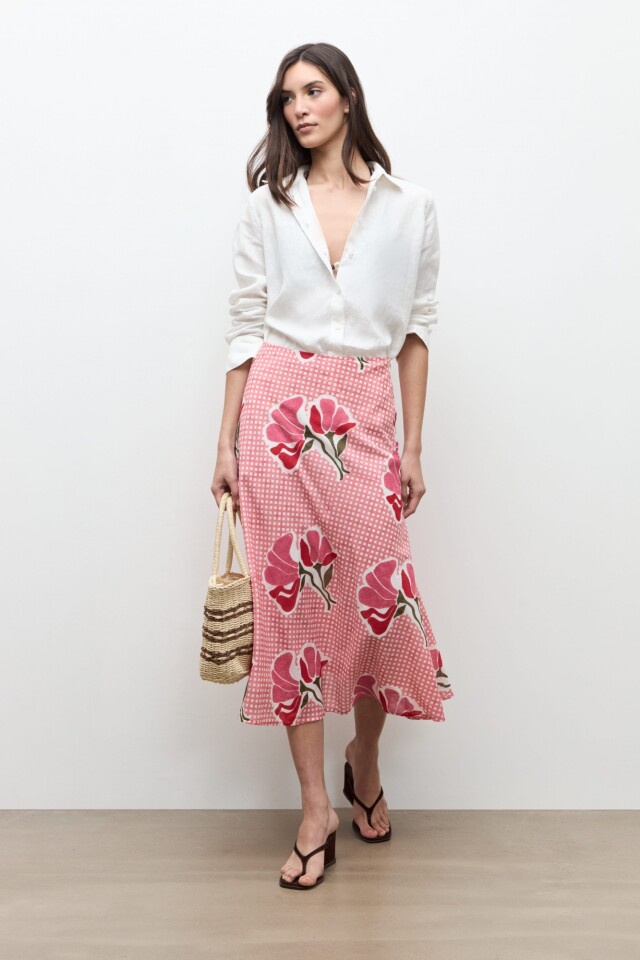 Falda estampa Malva floral rosado