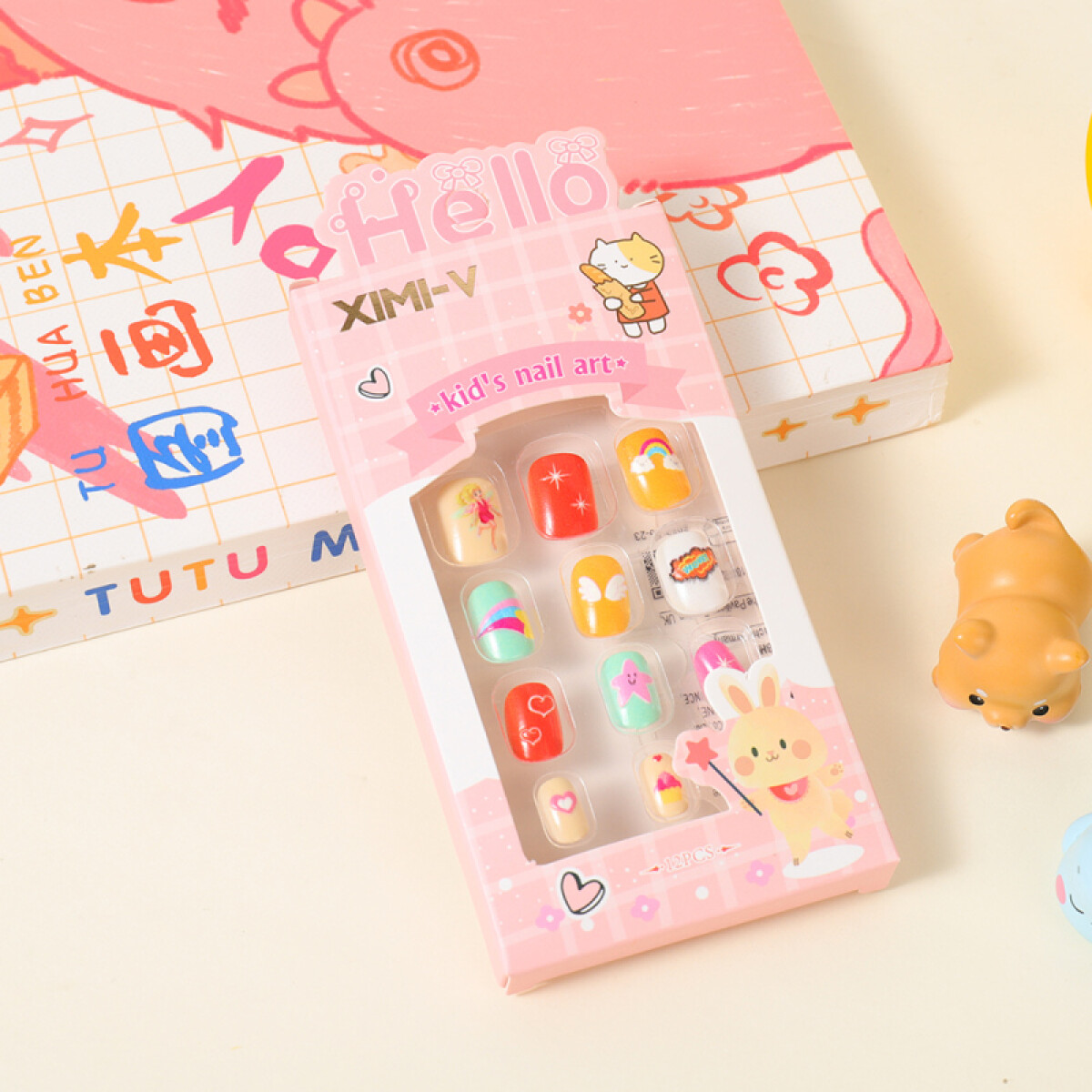 Uñas Postizas Infantiles - Coloridas - 12 Piezas #10 