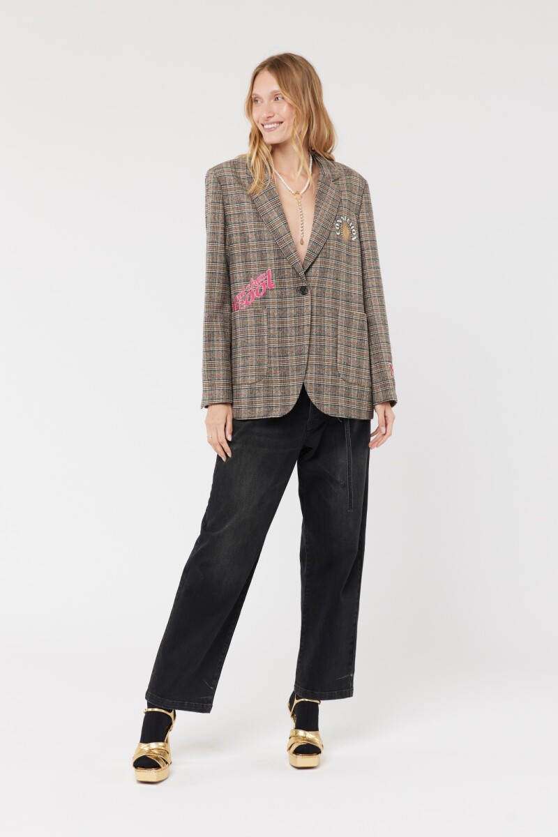 LINDA TARTAN JACKET Marron