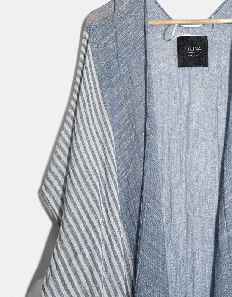 Kimonos Poncho Rayado - Combinacion Bicolor