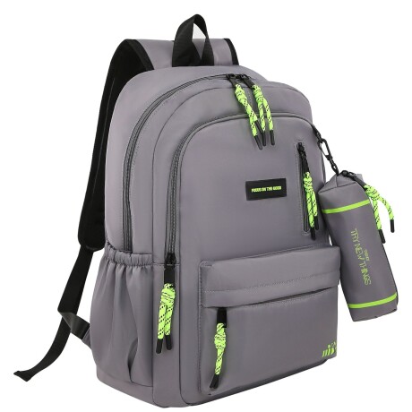 Mochila Trendy Focus On The Good con cartuchera Gris