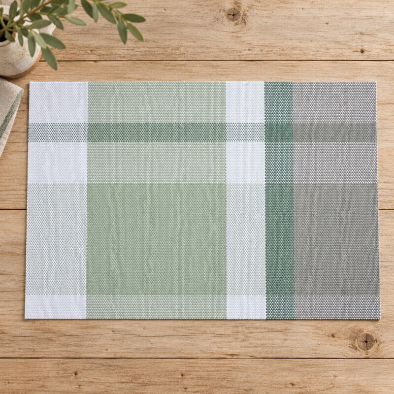 Individual PVC 45x30cm Cuadros Verde