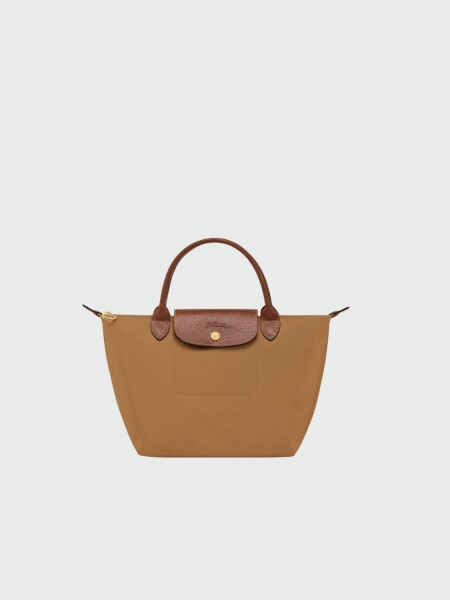 Longchamp -Cartera Longchamp plegable de nylon con cierre y asa corta, Le pliage S Beige