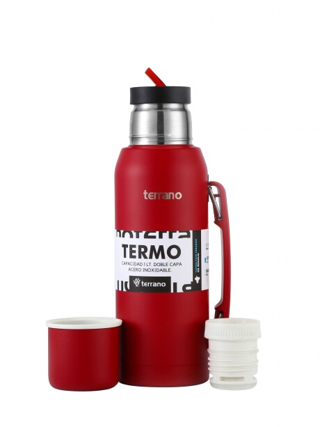 Set Acero 1Lt. Mate con Tapa Rojo