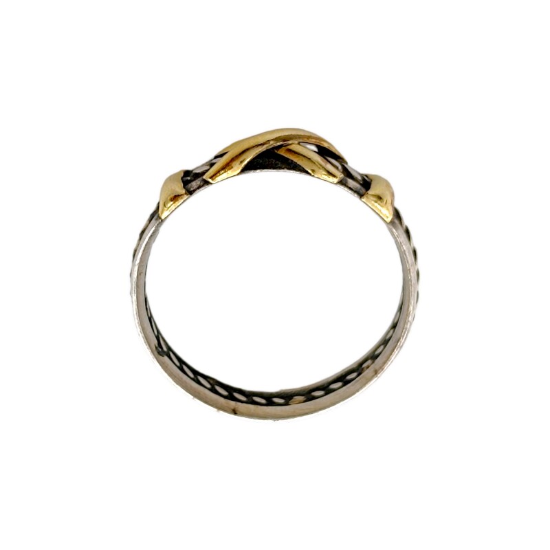 Anillo Cruz-Plata y Oro-Sin Piedra-AN5103 sinpiedra