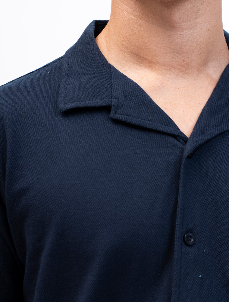 Camisa Algodón Pique Santorini Marino