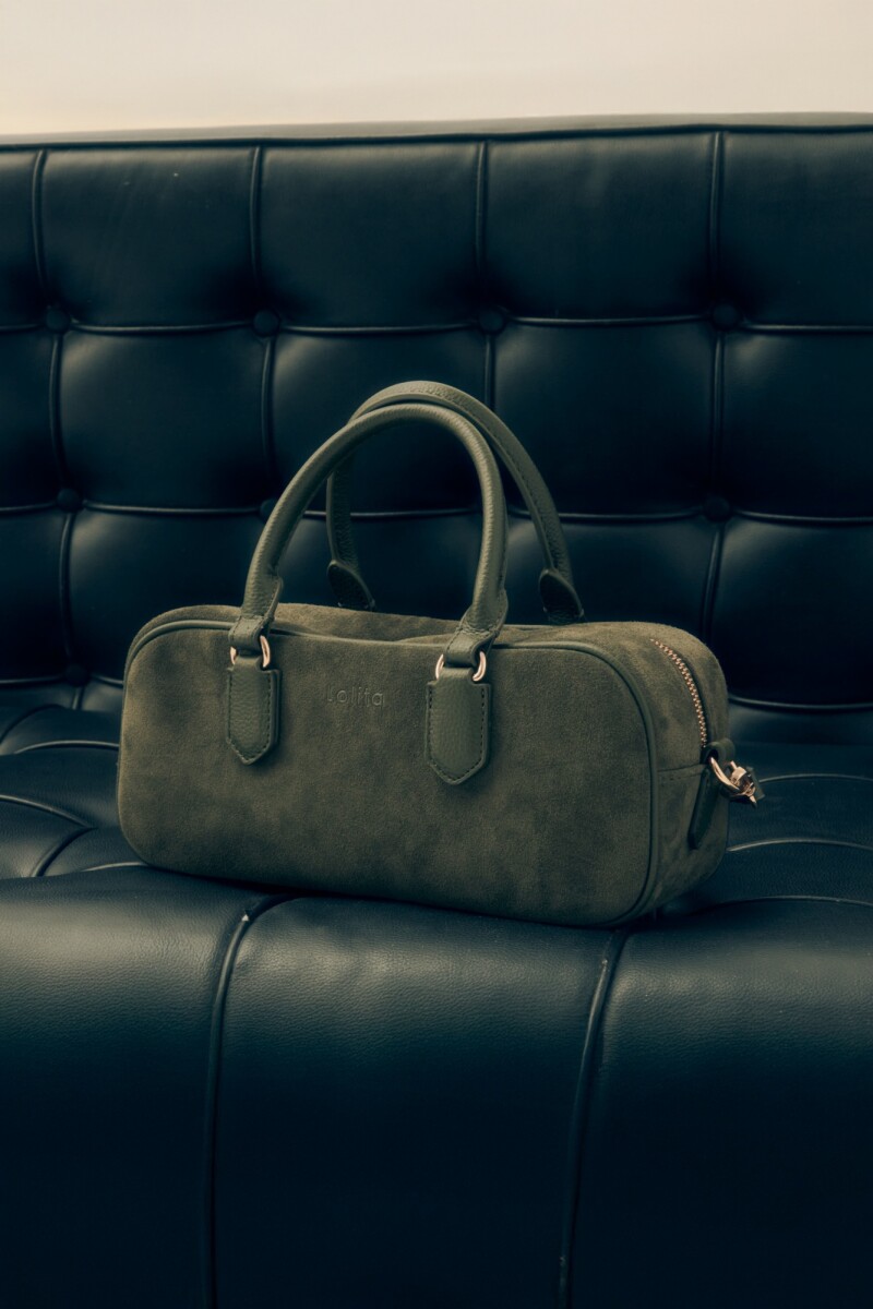 Cartera de cuero satchel - verde oliva 