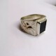 Anillo sello caballero plata y oro con piedra rectangular Onix Anillo sello caballero plata y oro con piedra rectangular Onix