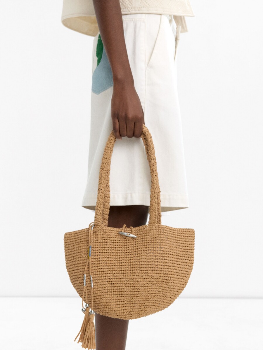 Bolso Hombro Efecto Rafia natural