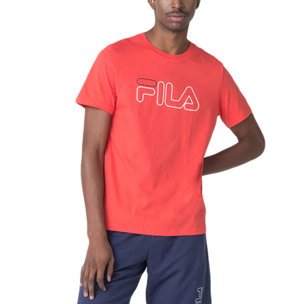 Fila remera regular letter outline rojo chilli/blanco/marino Hombre Rojo-Blanco