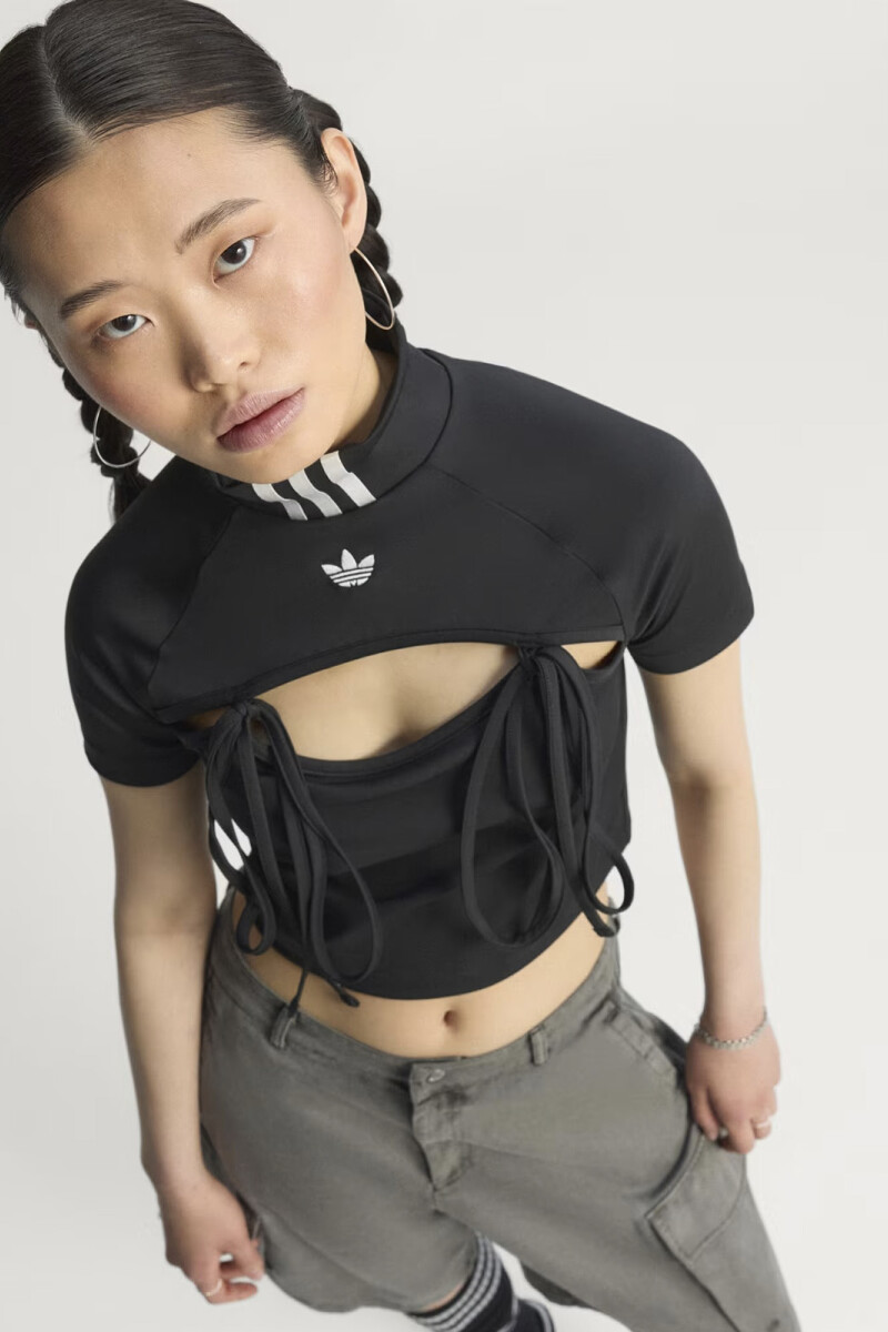 RIBBON CROP TOP Negro
