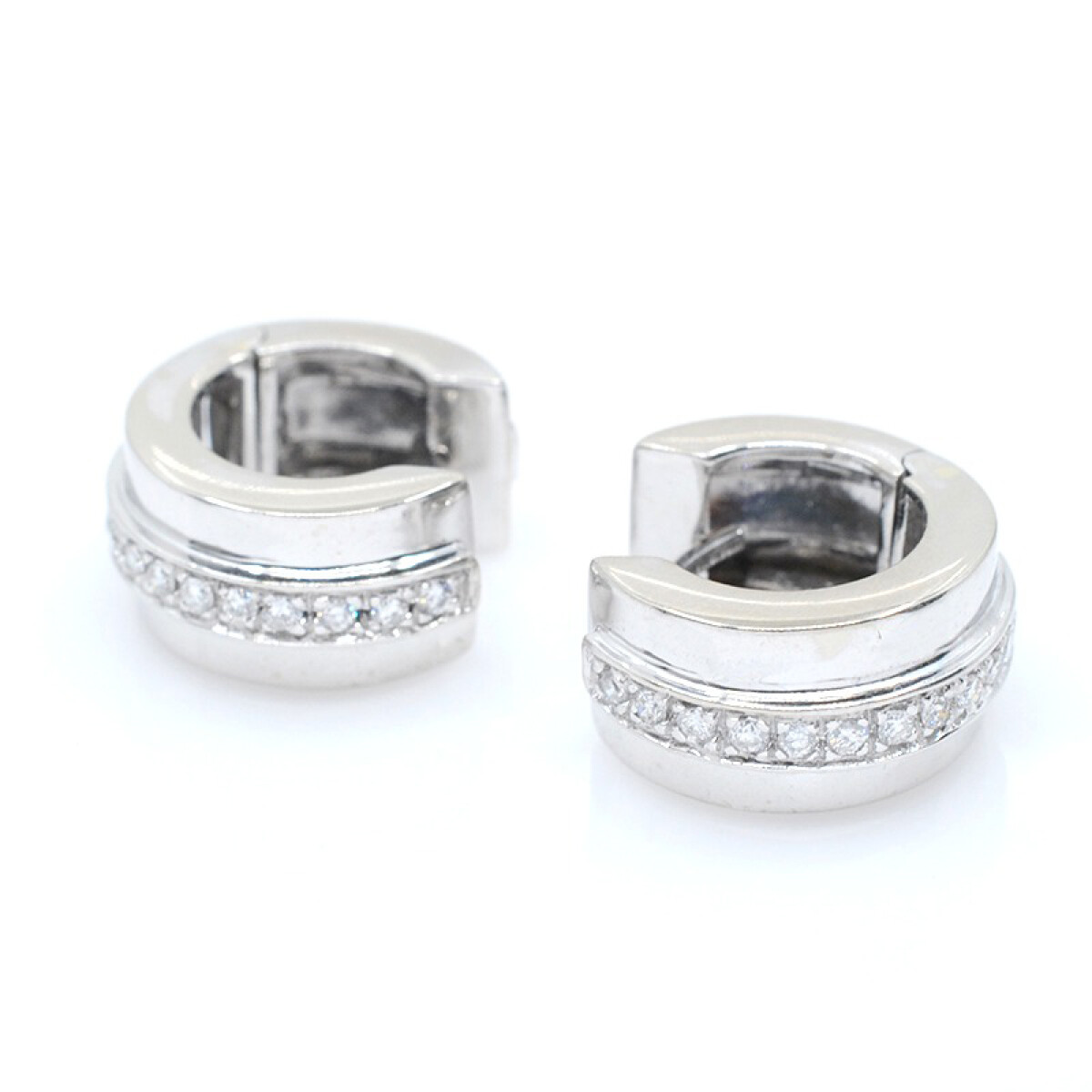 Aros en oro 18k blanco y brillantes 