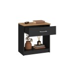 COMBO DORMITORIO - RESPALDO + 2 MESAS DE LUZ NEGRO