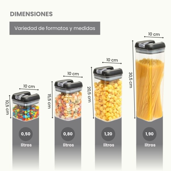 Juego de 5 Recipientes Herméticos Apilables Tarros Frascos Contenedores Apto Alimentos Imback Color Negro Juego de 5 Recipientes Herméticos Apilables Tarros Frascos Contenedores Apto Alimentos Imback Color Negro