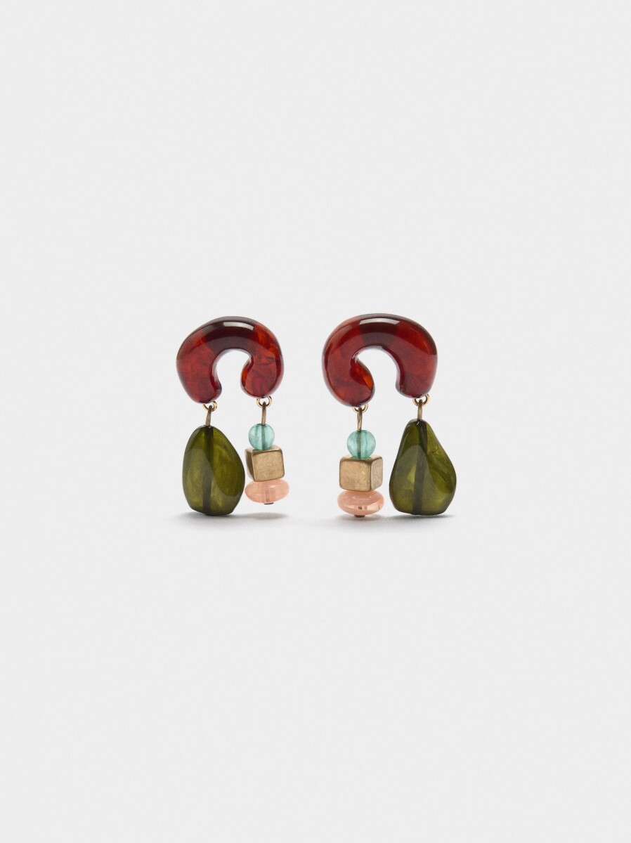 Pendientes Largos Efecto Piedra - multicolor 
