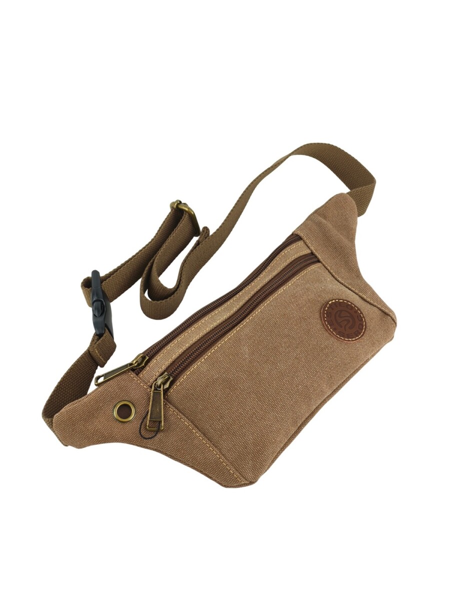 Riñonera chata de lona - Marrón 