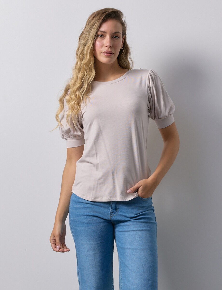 Remera Manga Balloon - Beige Claro 