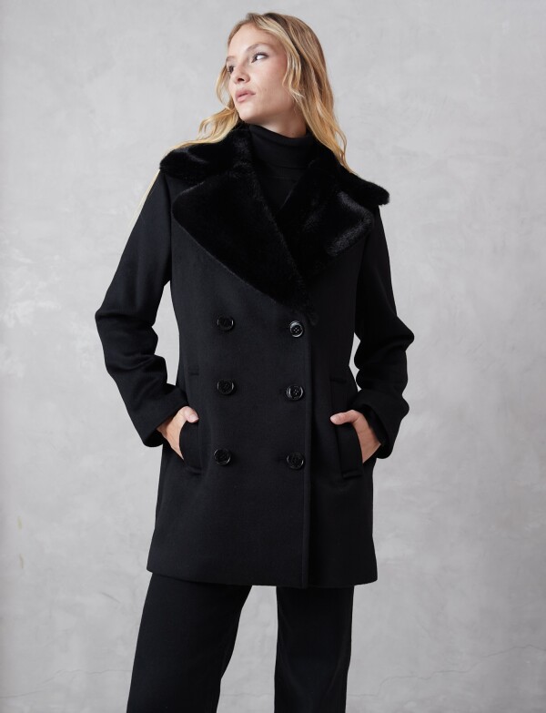 Tapado Lana Det Piel NEGRO