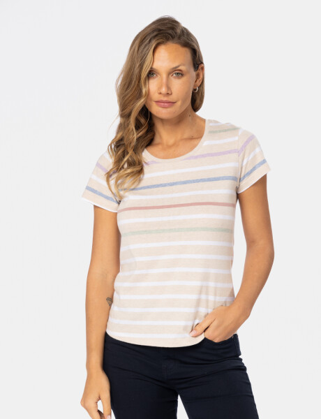 REMERA RAYADA Beige