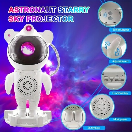 Lámpara Astronauta Proyector De Estrellas 360° Galaxia Aurora Nebulosa Amarillo