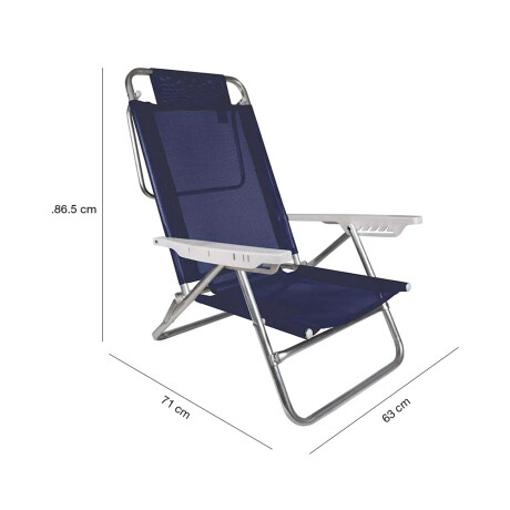 Kit 2 Reposeras Reclinables 6 Posiciones Aluminio Mor Summer Azul Marino