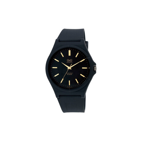 Reloj Q&Q - Malla de silicona y esfera negra con agujas doradas 40mm
