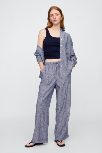 Pantalón De Lino Mujer Chambray 042