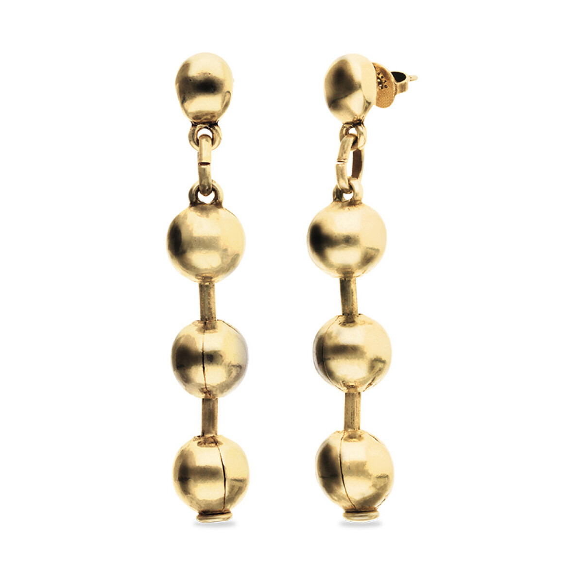 PENDIENTES LARGOS DE BOLAS DE ALEACIÓN DE METALES BAÑADOS EN ORO 18K - Pendiente 