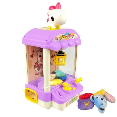 Máquina Infantil Grúa Agarra Juguetes Peluches Con Sonido Variante Color Violeta