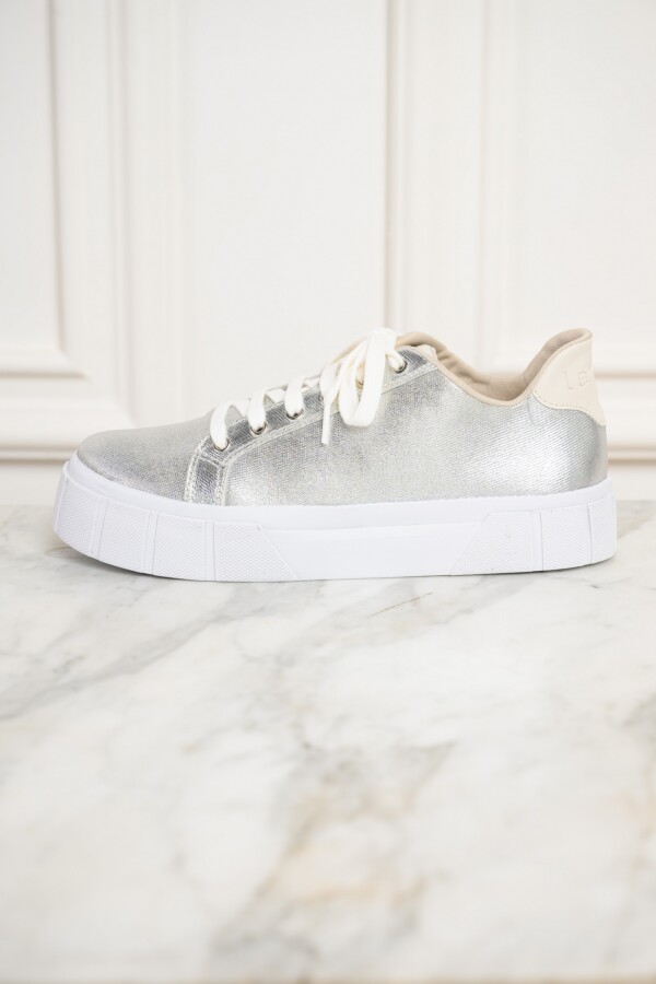 Zapatilla Metalizada Plata