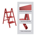 Escalera De 3 Escalones Antidezlisante Y Plegable Rojo