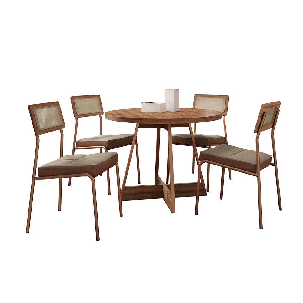 Juego de comedor Mesa Redonda - Lux Atria Marrón