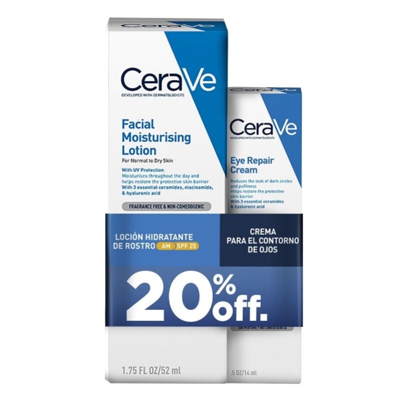 Pack CeraVe Loción Hidratante Rostro AM + Contorno de Ojos 20% OFF Pack CeraVe Loción Hidratante Rostro AM + Contorno de Ojos 20% OFF