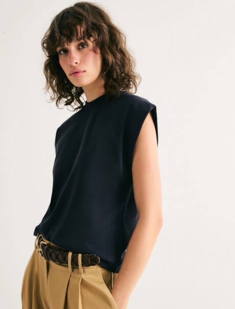 CAMISETA SIN MANGAS CON CUELLO HALTER AZUL