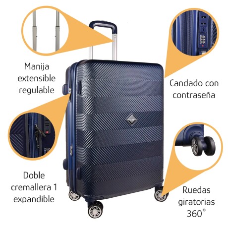 Valija Grande 4 Ruedas 360° Candado Cierre Con Expansión Azul Marino
