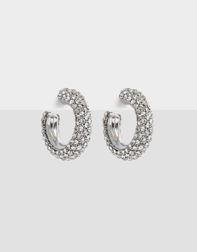 Aros Argollas Con strass Aros Argolla Con Strass - Plateado