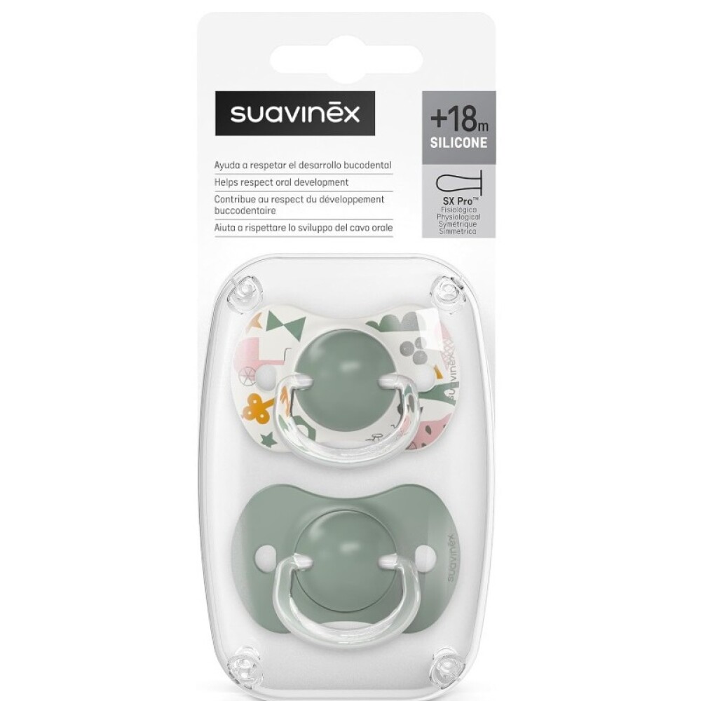 Set x2 chupete fisiológico Suavinex 18M Park verde