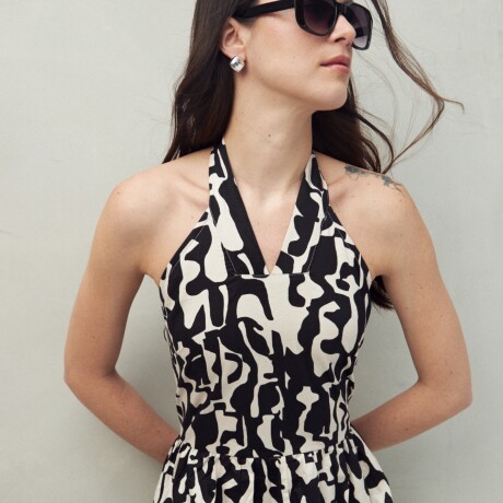 VESTIDO ORIENTAL Negro/Blanco