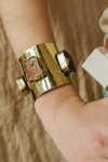 Multi Stone Cuff Rosa / Bronce
