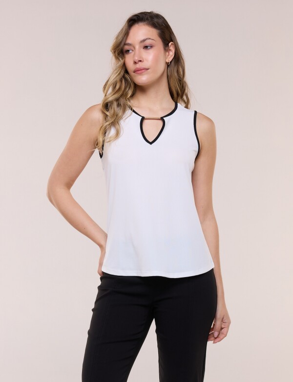 Musculosa Combinada Con Aplique Metálico CRUDO