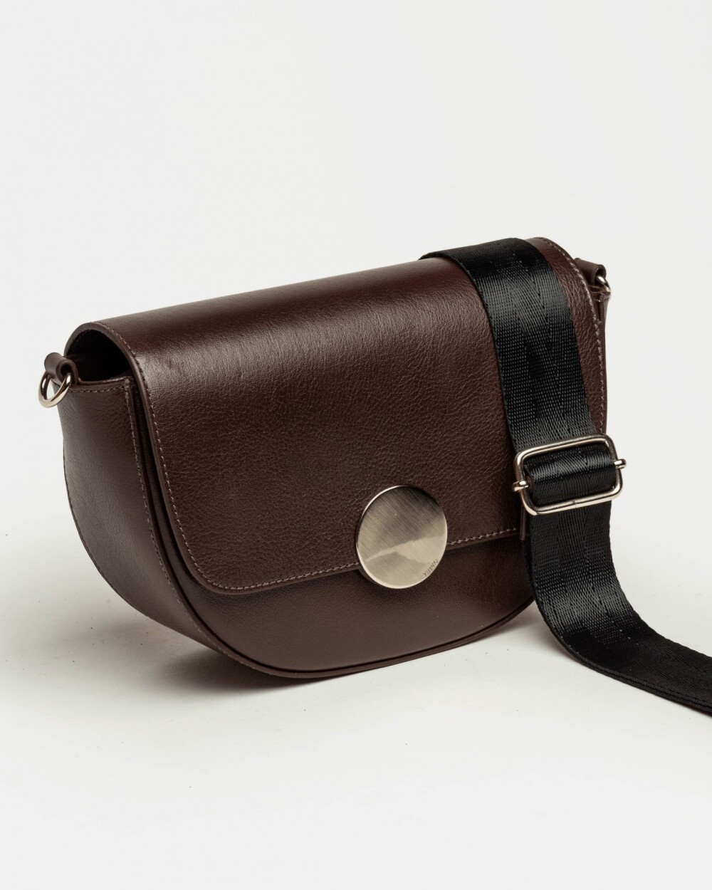 Bandolera The Circle en cuero liso Marron
