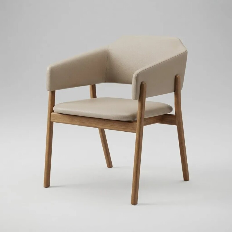 BUTACA STUZI MADERA CINAMOMO TAPIZADA EN PU COLOR CRUDO BUTACA STUZI MADERA CINAMOMO TAPIZADA EN PU COLOR CRUDO