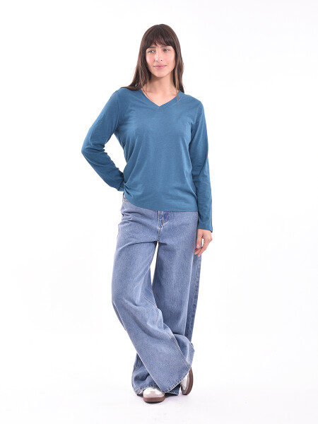 REMERA BASICA POLONIO MIX AZUL OSCURO