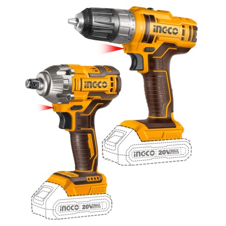 Kit Llave de Impacto y Taladro Atornillador Ingco 20V con Acccesorios Kit Llave de Impacto y Taladro Atornillador Ingco 20V con Acccesorios