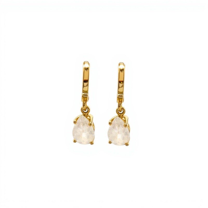 Caravanas aros Lagrima- Plata rodinada con micra oro 18k-Piedra Luna-CA2011 conpiedra