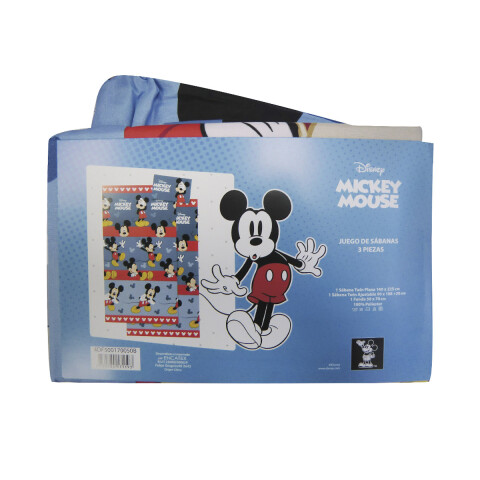 Juego Sábanas Infantiles 1 Plaza 100% Microfibra Mickey Celeste