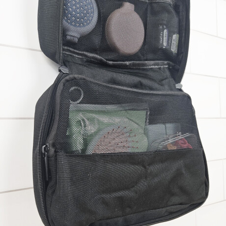 Neceser plegable con percha varios bolsillos Negro