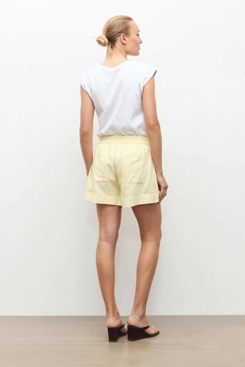 Short lino con elastico amarillo claro