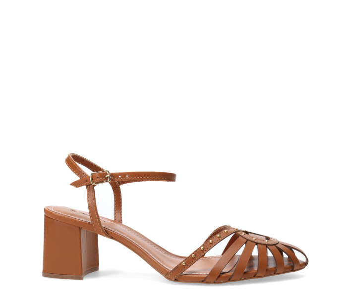 Sandalias de Mujer Miss Carol con Taco Marrón Caramelo